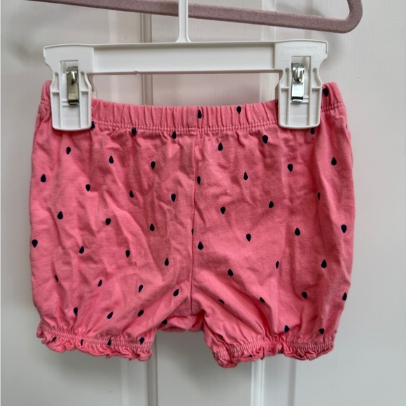 Carter's 18M Pink Baby Shorts with Black Dots and Ruffle Bottom- Watermelon - Picture 1 of 4